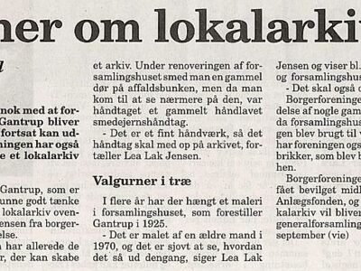 Klip fra Horsens Folkeblad om Lokalarkiv 2-8-05